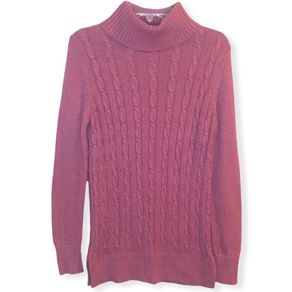 LOFT Sweaters - Loft Cable Knit Cowl Neck Sweater Tunic Pink Berry Magenta Size Medium